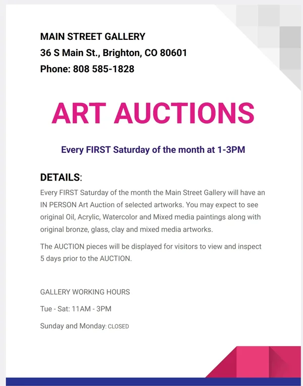 Art Auctions at Main Street Gallery